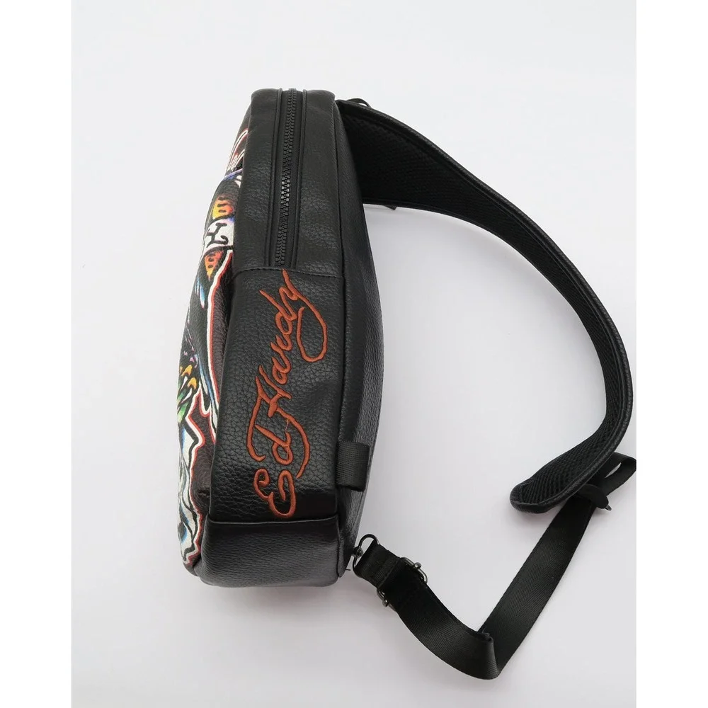 Ed Hardy Mens Black Eagle Skull Sling Bag Crossbody Backpack NEW